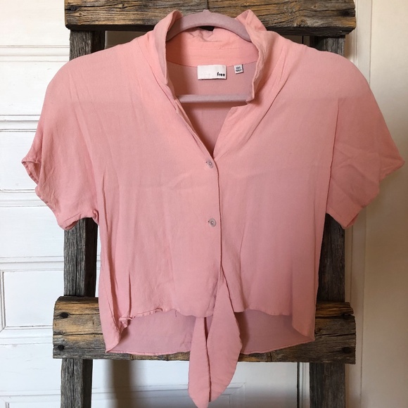 WILFRED FREE Pink Front-Tie Blouse - Picture 1 of 9